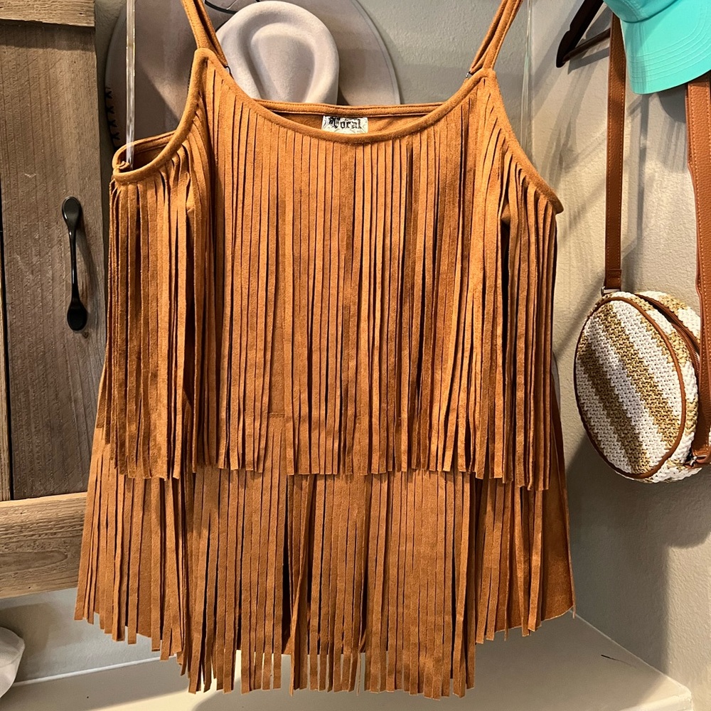 NWT Suede Fringe Cami